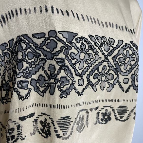 Weekend Max Mara Beige Embroidered Long Sleeve Blouse Lightweight Women’s S - Picture 3 of 9